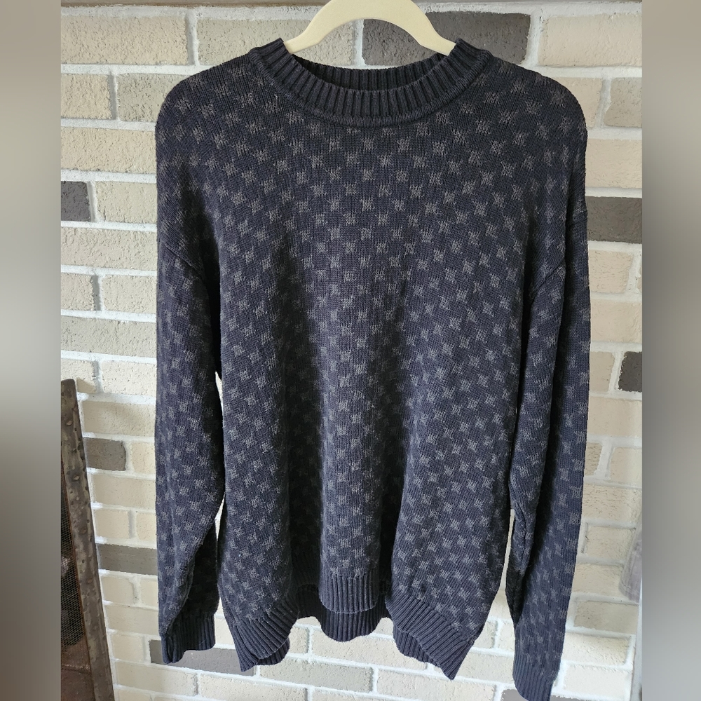 Perry Ellis Geometric Knit Crewneck Sweater Mens 90s Style Grandpa